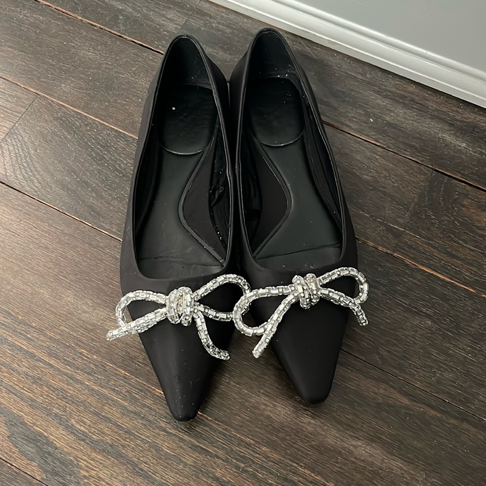 Zara embellished bow ballet flats